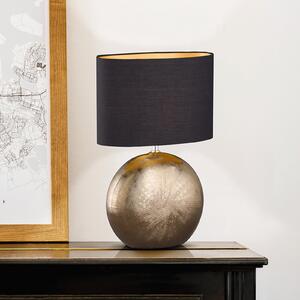 FISCHER & HONSEL Lampa de masă Foro, bronz/negru, înălțime 53 cm, Bronz / Alamă Veche, Camera de zi / sufragerie, Ceramică, Modern