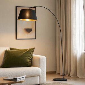 Lindby Esti lampadar, negru / auriu, tesatura, inaltime 192cm, Negru, Camera de zi / sufragerie, Țesătură / Textil, Modern