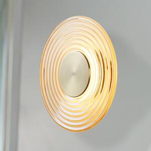 Searchlight Aplică LED Cleo, culoare chihlimbar/alamă, Ø 30 cm, sticlă, reglabil, Bej, Camera de zi / sufragerie, Sticlă, Modern
