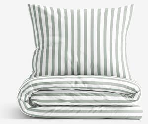 Goldea lenjerie de pat 100% bumbac - dungi verde salvie 140 x 200 și 50 x 70 cm