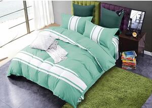 Lenjerie de pat verde cu dungi albe 2ks 70x80 cm (standard gratuit) Lăţime: 160 cm | Lungime: 200 cm