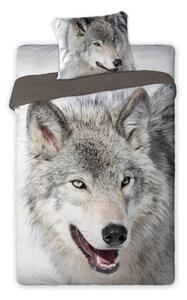 Lenjerie de pat gri pentru copii cu un lup 1 buc 70x80 cm (standard gratuit) Lăţime: 160 cm | Lungime: 200 cm