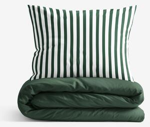 Goldea lenjerie de pat din 100% bumbac duo - dungi cu verde închis 140 x 200 și 50 x 70 cm