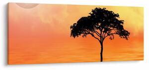 Tablou cu copac în apus de soare (120x50 cm)