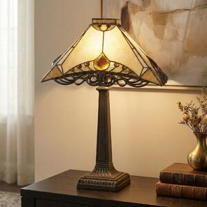 Clayre&Eef Lampă de masă decorativă Nepomuk, Bej, Camera de zi / sufragerie, Sticlă, Tiffany