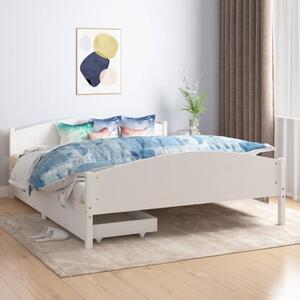 Cadru de pat cu 4 sertare, alb, 140x200 cm, lemn masiv de pin