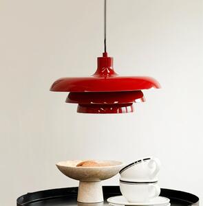 Dyberg Larsen Lampă suspendată Ava, roșu închis, metal, Ø 31 cm, reglabil, Roșu, Camera de zi / sufragerie, Metal, Design