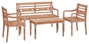 Set mobilier de grădină, 4 piese, lemn masiv de tec