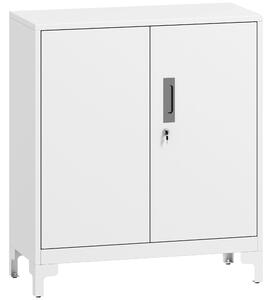 HOMCOM Mobilier de birou cu 3 rafturi, 2 uși și chei, 80x35x91 cm, Alb | Aosom Romania