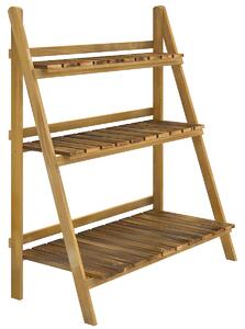Outsunny Suport pentru Plante Pliabil, Jardinieră cu 3 Niveluri, Raft de Exterior pentru Plante, 80x37x93 cm, Lemn Natural | Aosom Romania