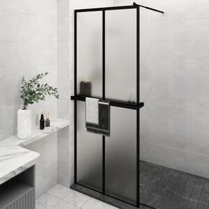 Paravan duș walk-in cu raft negru 80x195 cm sticlă ESG/aluminiu