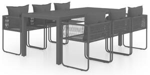 Set mobilier masă de grădină, 7 piese, negru, ratan PVC