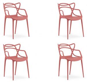 Set 4 scaune din plastic KATO, culoarea coral