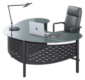 Birou Managerial Novara cu blat din sticla temperata – dimensiuni 2000×1200×750 mm