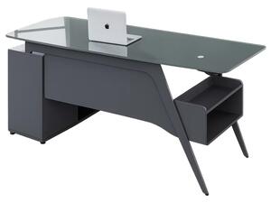 Birou Managerial Eclipse cu blat din sticla temperata si corp lateral – dimensiuni 1600×800×750 mm