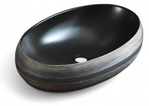 Lavoar Pe Blat Santa Fe 60x40cm, Negru Si Gri, Portelan