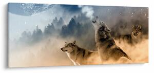 Tablou - lupii urlând la lună (120x50 cm)