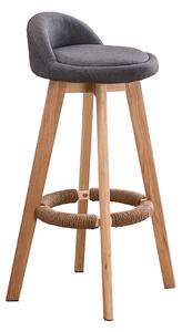 Scaun de bar 2HOME, living, bucatarie, comercial Bistro 2​, Gri textil ,Picior lemn