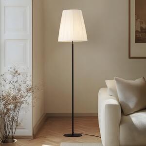 Lindby Lampadar Virelle, negru/alb, textil, înălțime 170 cm, Alb, Camera de zi / sufragerie, Țesătură / Textil, Modern
