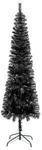 Brad de Crăciun subțire cu LED-uri, negru, 120 cm