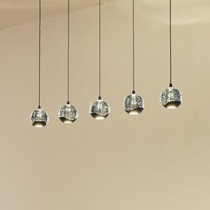 Lucande Lampă suspendată LED Hayley, negru, 5 becuri, alungită