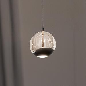 Lucande Lampă suspendată LED Hayley, negru, 1 bec, sticlă