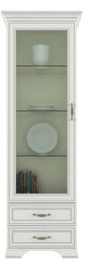 Vitrina TIFFANY (Tiffy), alb vintage, PAL laminat, 69x40x212 cm