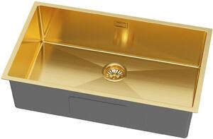 Ruvetti Stelio chiuveta din oțel cu sifon 74x44 cm auriu 5001S_PVD_GOLD80_P