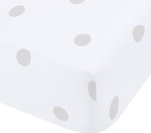 Cearceaf alb-gri din flanelă cu elastic 90x190 cm Polka Dot – Catherine Lansfield