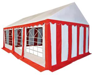 Pavilion grădină, roșu și alb, 3 x 6 m, PVC