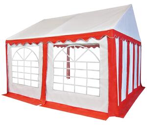 Pavilion de grădină, roșu și alb, 4 x 4 m, PVC