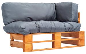 Canapea de grădină din paleți cu perne gri, lemn pin