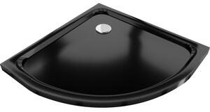 Mexen Flat brodzik półokrągły slim 70 x 70 cm, czarny, syfon chrom - 41707070