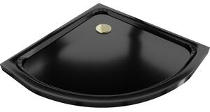 Cadă de duș plată, pătrată din acril Mexen 100x100x5 cm SLIM, negru, sifon auriu, 41701010G