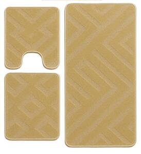 Set covorase baie 3 piese, Model Geometric, Bej 60x100cm