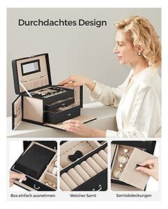 Set 2 cutii de bijuterii, Songmics, 18 x 26 x 17 cm, JBC121B, Negru
