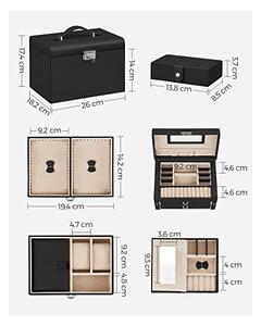 Set 2 cutii de bijuterii, Songmics, 18 x 26 x 17 cm, JBC121B, Negru