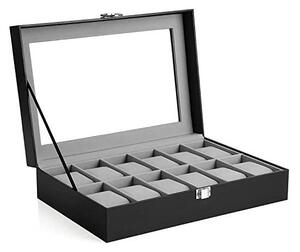 Cutie de ceasuri, Songmics, 20.2 x 30.2 x 7.8 cm, JWB12BK, Gri