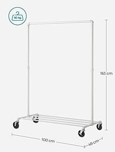 Cuier stender, Songmics, Alb-Negru, 163×100×49 cm