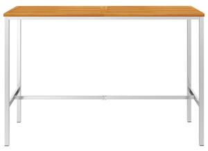 Masă de bar, 160x60x105 cm, lemn masiv acacia & oțel inoxidabil