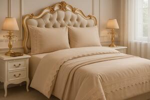 Set Lenjerie Deluxe Cu Broderie Capuccino , Eleganta pura in 4 piese