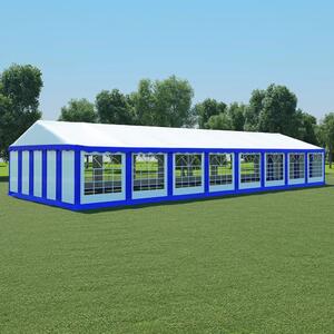 Pavilion de grădină, albastru și alb, 6 x 16 m, PVC