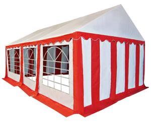 Pavilion de grădină, roșu și alb, 4 x 6 m, PVC