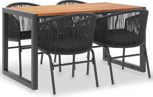 Set masă în aer liber, 5 piese, lemn masiv acacia și ratan PVC