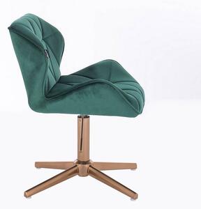 HR111CROSS scaun Catifea Verde cu Bază Aurie