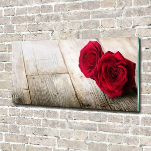 Imagine de sticlă Trandafiri pe lemn