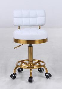 HR636 Fehér modern műbőr szék arany lábbal