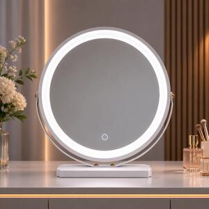 Oglindă Cosmetică LED Premium cu Control Touch și Rotire 360°, Alb