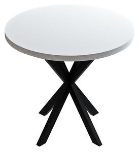 Masa Kalipso din melamina alba cu picior metalic negru 70x70x75 cm