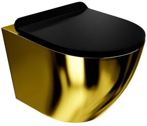 LaVita Sofi Slim Gold/Black vas wc cu capac soft-close agăţat fără margine negru-auriu lucios 5900378319146